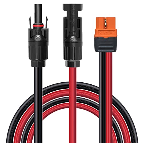 ZkeeShop Solarladekabel Solarstecker auf XT60i Adapter Stecker Anschluss Solarpanel 12AWG XT60i-F Kabel Kompatibel für Ecoflow Delta River Solargenerator Tragbare Powerstation 150CM (1.5M) von ZkeeShop