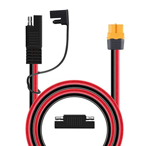 ZkeeShop Solarstecker SAE auf XT60 buchse Steckeradapter Verlängerungskabel 12AWG Kabel Wasserdich Steckeradapter mit Reverse Adapter für Solargenerator （1m） von ZkeeShop