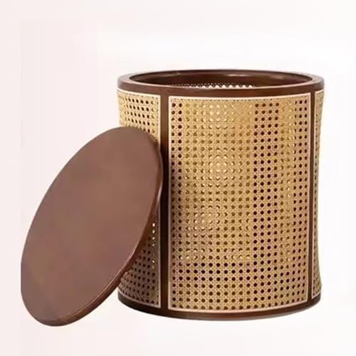 Zkfpet Runde Beistelltische for Das Wohnzimmer, Couchtisch in Rattan-Optik, Nachttisch Daneben, mit Abnehmbarer Platte und Verstecktem Stauraum, for Das Home-Office(Brown) von Zkfpet