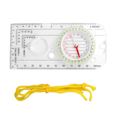 Kompasse Kartenmaßstab Lineal Lupe Glas Outdoor-Ausrüstung Multifunktions-Profi für Wandern Camping von Zktfyshk