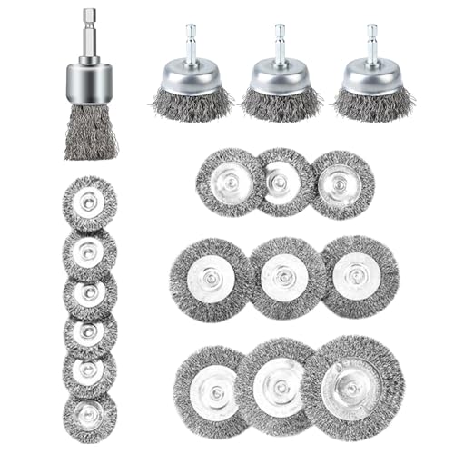 Zktfyshk 19-teiliges Drahtbürsten für Bohrer, Karbonstahl, Drahtbürste, Topfbürste, Stiftpinsel-Set mit 6,35 mm Sechskantschaft Zktfyshk 19-teiliges Drahtbürsten für Bohrer, Karbonstahl, Drahtbürste, Topfbürste, Stiftpinsel-Set mit 6,35 mm Sechskantschaft von Zktfyshk