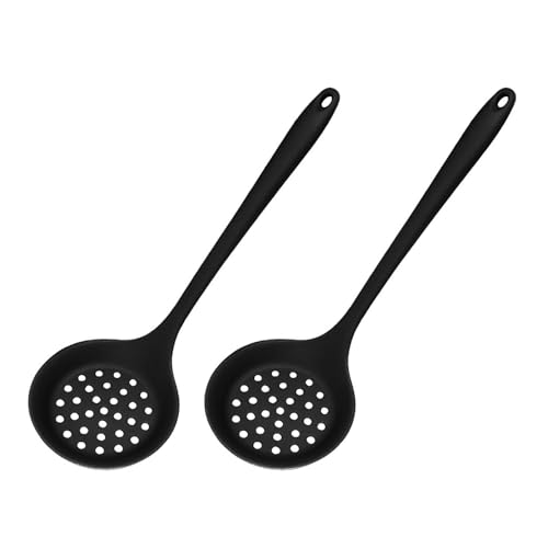 Zktfyshk 2 Stück Multifuntional Silikon Skimmer Kochen Sieb Löffel mit langem Griff Lebensmittel Sieb Löffel zum Kochen von Zktfyshk