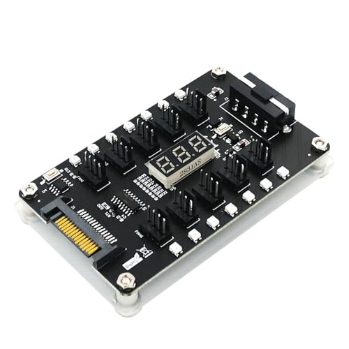 Zktfyshk Multifunktionslüfter Hubs Wandeln SATAs Oder 4 Pin Stromversorgung Mit Echtzeit Temperaturüberwachung In 10 Ports Um von Zktfyshk