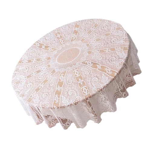 Zktfyshk Tischdecke, rund, Spitze, 178 cm, Weiß, Dekoration für Zuhause, Urlaub, Hochzeit, Esstisch, Dekoration von Zktfyshk