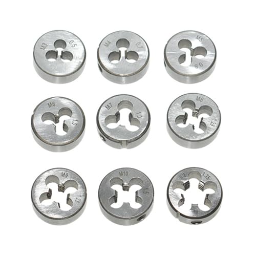 Zktfyshk Tools, 9-teiliges umfassendes Schneideisen-Set aus legiertem Stahl mit hoher Härte, metrisches Linksgewinde-Set für Metallarbeiten, mechanische Wartungswerkzeuge Zktfyshk Tools, 9-teiliges umfassendes Schneideisen-Set aus legiertem Stahl mit hoher Härte, metrisches Linksgewinde-Set für Metallarbeiten, mechanische Wartungswerkzeuge von Zktfyshk