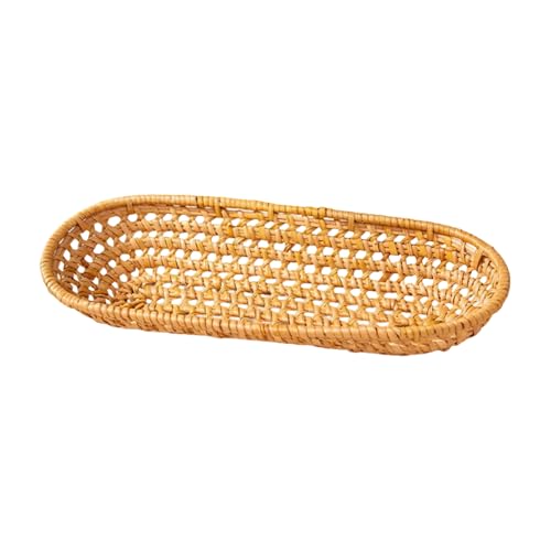 Desktop Snacks Oval Geformtes Rattan Gewebter Korb Fruchtaufbewahrungsschale Multifunktionale Servierplatte Desktop Snacks Oval Geformtes Rattan Gewebter Korb Fruchtaufbewahrungsschale Multifunktionale Servierplatte von Zkydhbd