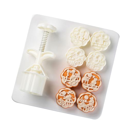 Festives Kuchen Backset 4 Briefmarken Kaninchen Muster Formen Hitzebeständiges ABS Handpresse Werkzeug Für Urlaub Behandelt Mond Und Kaninchendessertformen von Zkydhbd