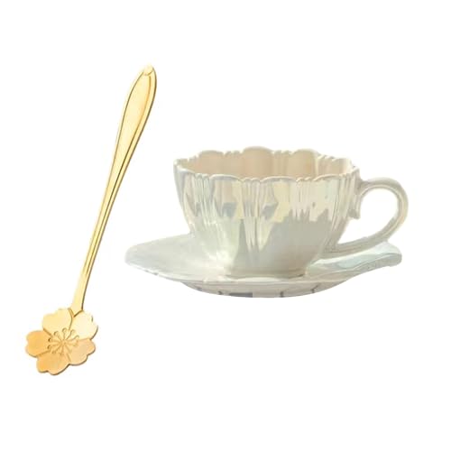 Modischer Becher Mit Blütenblättern Langlebig Kaffeetasse Untertasse Küchenbedarf Bürotrinkgeschirr Geeignet Für Erwachsene Und Den Bürogebrauch von Zkydhbd