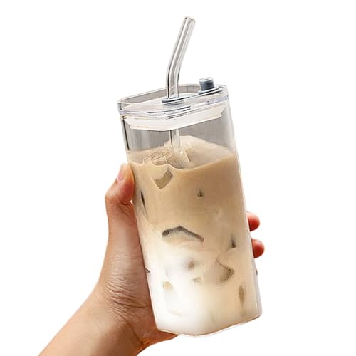 Multifauntale Glasbecher Mit Stroh 350 Glasgetränk Tasse Kalte Getränke Tassen Glas Textur Geeignet Für Den Täglichen Gebrauch Geeignet von Zkydhbd