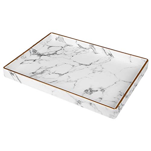 Nordic Marmor Leder Lebensmittelablettung Tablett Dessert Obstplatte Desktop Juwely Display von Zkydhbd