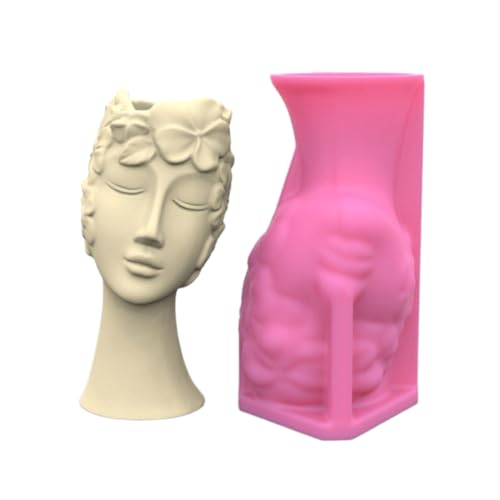 Porträt Pflanzenblütenknopf Form Menschlicher Silikonform Succulents Pflanzer Epoxidharzform Gartenfiguren Außenvase Formen von Zkydhbd