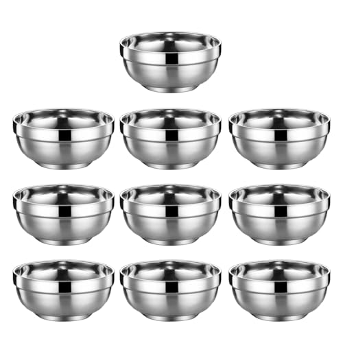 Set Von 10 Mehrzweckstahl Reisschalen Extra Dicke Wand Hitzebeständige Front Ideal Für Tägliche Mahlzeiten Partys Mehrzweckstahl Stahl Lebensmittelschalen Schalen von Zkydhbd