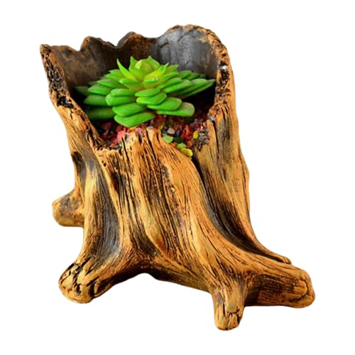 Zkydhbd Garten Vintage Wood Look Blumentöpfe Imitation Pflanzen Schönheit Für Sukkulenten Die Natürliche Ästhetikzement Pflanzer Verstärken von Zkydhbd