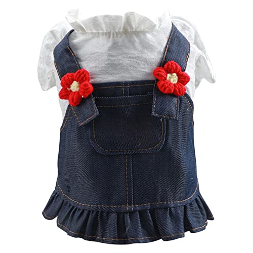 Zkydhbd Hundekleid Mit Gehäkelten Blumenjeans Thema Rote Blumen Haustierkleider Welpe Kostümkleid Schöne Haustierbekleidung Zkydhbd Hundekleid Mit Gehäkelten Blumenjeans Thema Rote Blumen Haustierkleider Welpe Kostümkleid Schöne Haustierbekleidung von Zkydhbd
