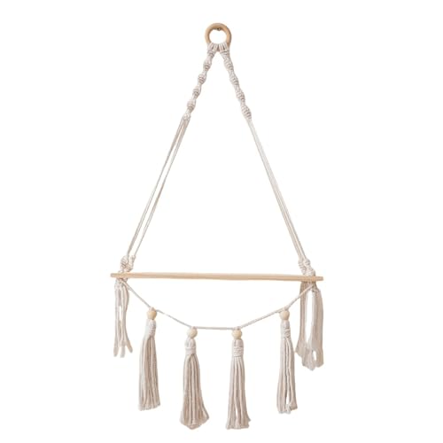 Zkydhbd Schwimmendes Bohemianer Handgewebte Wandhalterhalter Holzlagerregal Mit Quasten Für Wohndekorationen Zkydhbd Schwimmendes Bohemianer Handgewebte Wandhalterhalter Holzlagerregal Mit Quasten Für Wohndekorationen von Zkydhbd