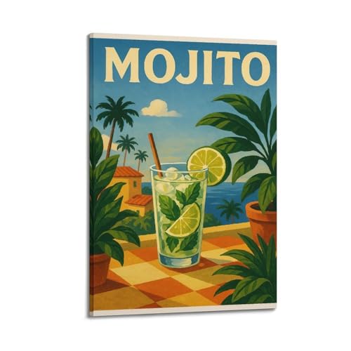 ZlXXYZ Moderne Familien-Kunst-Wand-Leinwand-Poster, Lebensmittel-Poster, illustriert, Mojito, erfrischender Sommer, dekoratives Gemälde, 40 x 60 cm, Rahmenstil ZlXXYZ Moderne Familien-Kunst-Wand-Leinwand-Poster, Lebensmittel-Poster, illustriert, Mojito, erfrischender Sommer, dekoratives Gemälde, 40 x 60 cm, Rahmenstil von ZlXXYZ