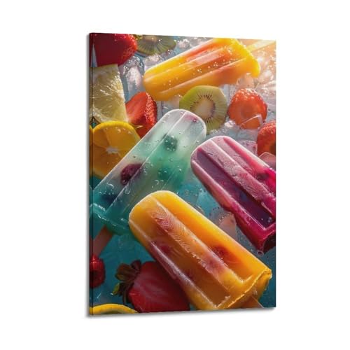 ZlXXYZ Moderne Familien-Kunst-Wandposter auf Leinwand, Lebensmittel-Poster, buntes Obst-Eis am Stiel, cool und verführerisch, dekoratives Gemälde, 60 x 90 cm, Rahmenstil ZlXXYZ Moderne Familien-Kunst-Wandposter auf Leinwand, Lebensmittel-Poster, buntes Obst-Eis am Stiel, cool und verführerisch, dekoratives Gemälde, 60 x 90 cm, Rahmenstil von ZlXXYZ