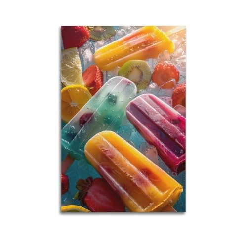 ZlXXYZ Moderne Familien-Kunst-Wandposter auf Leinwand, Lebensmittel-Poster, buntes Obst-Eis am Stiel, cool und verführerisch, dekoratives Gemälde, 60 x 90 cm, ungerahmter Stil ZlXXYZ Moderne Familien-Kunst-Wandposter auf Leinwand, Lebensmittel-Poster, buntes Obst-Eis am Stiel, cool und verführerisch, dekoratives Gemälde, 60 x 90 cm, ungerahmter Stil von ZlXXYZ