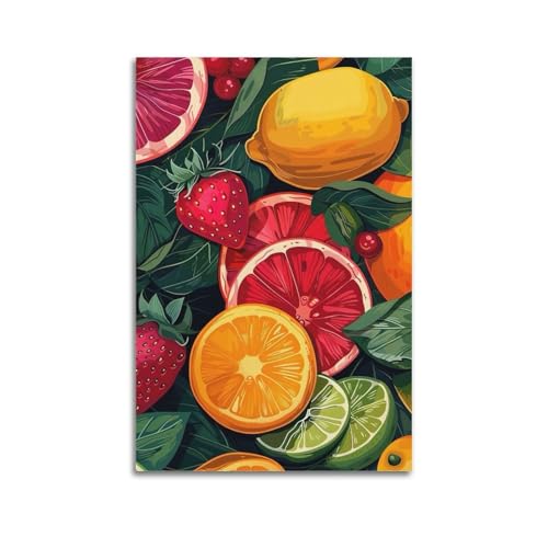 ZlXXYZ Moderne Familien-Kunst-Wandposter auf Leinwand, Lebensmittelposter, Obst-Illustration, buntes und lebendiges dekoratives Gemälde, 50 x 75 cm, ungerahmter Stil ZlXXYZ Moderne Familien-Kunst-Wandposter auf Leinwand, Lebensmittelposter, Obst-Illustration, buntes und lebendiges dekoratives Gemälde, 50 x 75 cm, ungerahmter Stil von ZlXXYZ