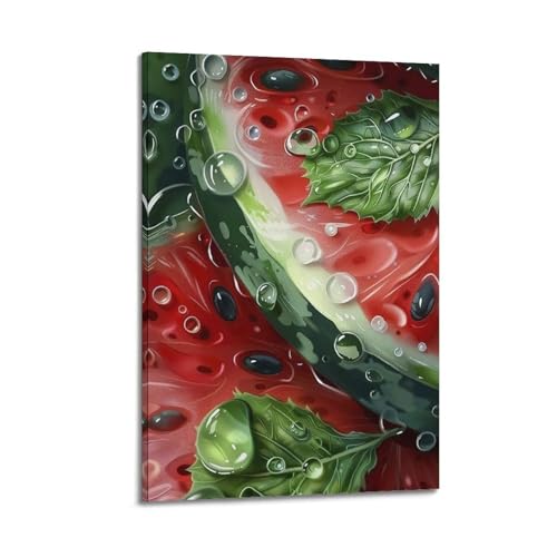 ZlXXYZ Moderne Familien-Kunst-Wandposter auf Leinwand, Lebensmittelposter, Wassermelonenscheiben mit Wassertropfen, frische Kunstmalerei, 60 x 90 cm, Rahmenstil ZlXXYZ Moderne Familien-Kunst-Wandposter auf Leinwand, Lebensmittelposter, Wassermelonenscheiben mit Wassertropfen, frische Kunstmalerei, 60 x 90 cm, Rahmenstil von ZlXXYZ