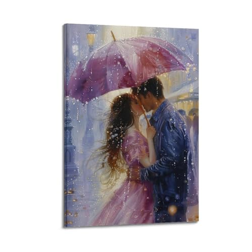 ZlXXYZ Moderne Familien-Kunst-Wandposter auf Leinwand, Liebe-Poster, Liebhaber unter violettem Regenschirm im Regen, romantische Momente, Dekoration, Kunst, 60 x 90 cm, Rahmenstil ZlXXYZ Moderne Familien-Kunst-Wandposter auf Leinwand, Liebe-Poster, Liebhaber unter violettem Regenschirm im Regen, romantische Momente, Dekoration, Kunst, 60 x 90 cm, Rahmenstil von ZlXXYZ