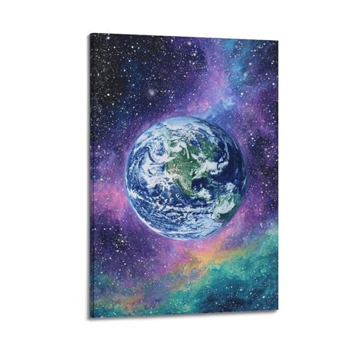ZlXXYZ Moderne Familien-Kunst-Wandposter auf Leinwand, Motiv: Erde in bunter Galaxie, kosmische Kunstmalerei, 40 x 60 cm, Rahmenstil ZlXXYZ Moderne Familien-Kunst-Wandposter auf Leinwand, Motiv: Erde in bunter Galaxie, kosmische Kunstmalerei, 40 x 60 cm, Rahmenstil von ZlXXYZ