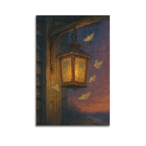 ZlXXYZ Moderne Familien-Kunst-Wandposter auf Leinwand, Motiv: Laterne mit Motten in der Dämmerung, romantische Dämmerung, Kunstmalerei, 20 x 30 cm, ungerahmter Stil ZlXXYZ Moderne Familien-Kunst-Wandposter auf Leinwand, Motiv: Laterne mit Motten in der Dämmerung, romantische Dämmerung, Kunstmalerei, 20 x 30 cm, ungerahmter Stil von ZlXXYZ