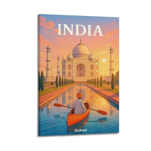 ZlXXYZ Moderne Familien-Kunst-Wandposter auf Leinwand, Motiv: Mann Bootfahren von Taj Mahal, romantische indische Szene, künstlerische Dekoration, 30 x 45 cm, Rahmenstil ZlXXYZ Moderne Familien-Kunst-Wandposter auf Leinwand, Motiv: Mann Bootfahren von Taj Mahal, romantische indische Szene, künstlerische Dekoration, 30 x 45 cm, Rahmenstil von ZlXXYZ
