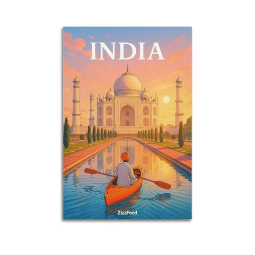 ZlXXYZ Moderne Familien-Kunst-Wandposter auf Leinwand, Motiv: Mann Bootfahren von Taj Mahal, romantische indische Szene, künstlerische Dekoration, 30 x 45 cm, ungerahmter Stil ZlXXYZ Moderne Familien-Kunst-Wandposter auf Leinwand, Motiv: Mann Bootfahren von Taj Mahal, romantische indische Szene, künstlerische Dekoration, 30 x 45 cm, ungerahmter Stil von ZlXXYZ