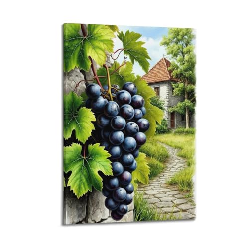 ZlXXYZ Moderne Familien-Kunst-Wandposter auf Leinwand, Pflanzen-Poster, Trauben von Steinmauer mit Landhaus, idyllische Weinberg-Szene, Kunstgemälde, 30 x 45 cm, Rahmenstil ZlXXYZ Moderne Familien-Kunst-Wandposter auf Leinwand, Pflanzen-Poster, Trauben von Steinmauer mit Landhaus, idyllische Weinberg-Szene, Kunstgemälde, 30 x 45 cm, Rahmenstil von ZlXXYZ