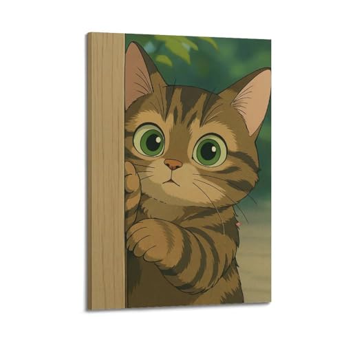 ZlXXYZ Moderne Familien-Kunst-Wandposter auf Leinwand, Tier-Poster, Anime, Katze schaut von hinten, Holz, bezaubernde neugierige Katze, Kunstgemälde, 40 x 60 cm, Rahmenstil ZlXXYZ Moderne Familien-Kunst-Wandposter auf Leinwand, Tier-Poster, Anime, Katze schaut von hinten, Holz, bezaubernde neugierige Katze, Kunstgemälde, 40 x 60 cm, Rahmenstil von ZlXXYZ