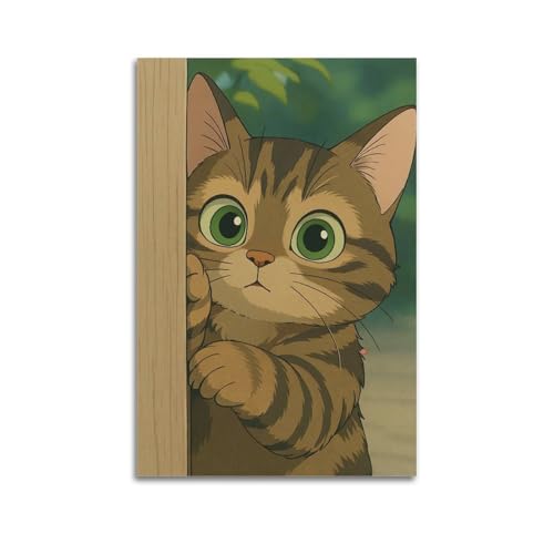 ZlXXYZ Moderne Familien-Kunst-Wandposter auf Leinwand, Tier-Poster, Anime, Katze schaut von hinten, Holz, bezaubernde neugierige Katze, Kunstgemälde, 50 x 75 cm, ungerahmter Stil ZlXXYZ Moderne Familien-Kunst-Wandposter auf Leinwand, Tier-Poster, Anime, Katze schaut von hinten, Holz, bezaubernde neugierige Katze, Kunstgemälde, 50 x 75 cm, ungerahmter Stil von ZlXXYZ