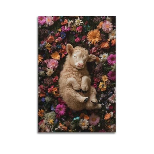 ZlXXYZ Moderne Familien-Kunst-Wandposter auf Leinwand, Tier-Poster, Baby-Lamm in Blumen, friedliche Niedlichkeit, Dekoration, Kunst, 30 x 45 cm, ungerahmter Stil ZlXXYZ Moderne Familien-Kunst-Wandposter auf Leinwand, Tier-Poster, Baby-Lamm in Blumen, friedliche Niedlichkeit, Dekoration, Kunst, 30 x 45 cm, ungerahmter Stil von ZlXXYZ