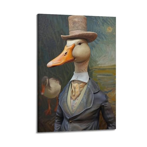 ZlXXYZ Moderne Familien-Kunst-Wandposter auf Leinwand, Tierposter, Gentleman, Ente im Zylinderhut, Vintage-Kunst, Charm-Dekoration, Kunst, 20 x 30 cm, Rahmenstil ZlXXYZ Moderne Familien-Kunst-Wandposter auf Leinwand, Tierposter, Gentleman, Ente im Zylinderhut, Vintage-Kunst, Charm-Dekoration, Kunst, 20 x 30 cm, Rahmenstil von ZlXXYZ