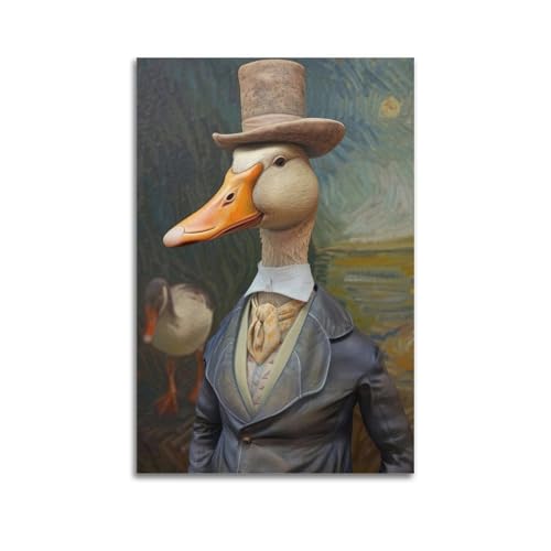 ZlXXYZ Moderne Familien-Kunst-Wandposter auf Leinwand, Tierposter, Gentleman, Ente im Zylinderhut, Vintage-Kunst, Charm-Dekoration, Kunst, 20 x 30 cm, ungerahmter Stil ZlXXYZ Moderne Familien-Kunst-Wandposter auf Leinwand, Tierposter, Gentleman, Ente im Zylinderhut, Vintage-Kunst, Charm-Dekoration, Kunst, 20 x 30 cm, ungerahmter Stil von ZlXXYZ