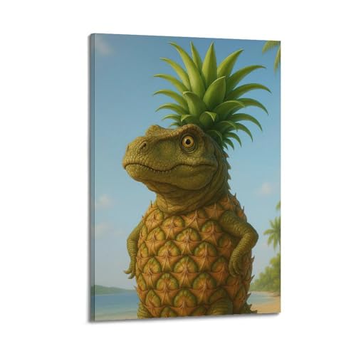 ZlXXYZ Moderne Familien-Kunst-Wandposter auf Leinwand, Tierposter Dinosaurier mit Ananas-Körperkrone, lustige Kreatur, Kunstgemälde, 40 x 60 cm, Rahmenstil ZlXXYZ Moderne Familien-Kunst-Wandposter auf Leinwand, Tierposter Dinosaurier mit Ananas-Körperkrone, lustige Kreatur, Kunstgemälde, 40 x 60 cm, Rahmenstil von ZlXXYZ