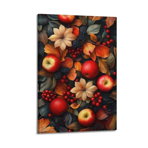 ZlXXYZ Moderne Familien-Kunst-Wandposter auf Leinwand, saisonales Poster, Herbstfrüchte und Blätter, Stillleben, Kunstgemälde, 30 x 45 cm, Rahmenstil ZlXXYZ Moderne Familien-Kunst-Wandposter auf Leinwand, saisonales Poster, Herbstfrüchte und Blätter, Stillleben, Kunstgemälde, 30 x 45 cm, Rahmenstil von ZlXXYZ