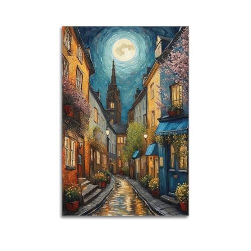 ZlXXYZ Wandposter auf Leinwand, Motiv: Moderne Familienkunst, Ölgemälde, Mondgasse mit Blumen, ruhig und heilend, dekoratives Gemälde, 20 x 30 cm, ungerahmter Stil ZlXXYZ Wandposter auf Leinwand, Motiv: Moderne Familienkunst, Ölgemälde, Mondgasse mit Blumen, ruhig und heilend, dekoratives Gemälde, 20 x 30 cm, ungerahmter Stil von ZlXXYZ