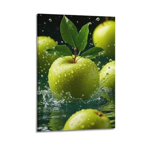 ZlXXYZ Wandposter auf Leinwand, Motiv: Moderne Familienkunst, grüne Äpfel im Wasser, erfrischendes und dynamisches dekoratives Gemälde, 30 x 45 cm, Rahmenstil ZlXXYZ Wandposter auf Leinwand, Motiv: Moderne Familienkunst, grüne Äpfel im Wasser, erfrischendes und dynamisches dekoratives Gemälde, 30 x 45 cm, Rahmenstil von ZlXXYZ