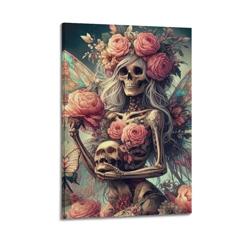 ZlXXYZ Wandposter auf Leinwand, Motiv: moderne Familie, dunkles Poster, Blume, überzogener Totenkopf, Fee, geheimnisvoll und wunderschön, dekoratives Gemälde, 50 x 75 cm, Rahmenstil ZlXXYZ Wandposter auf Leinwand, Motiv: moderne Familie, dunkles Poster, Blume, überzogener Totenkopf, Fee, geheimnisvoll und wunderschön, dekoratives Gemälde, 50 x 75 cm, Rahmenstil von ZlXXYZ