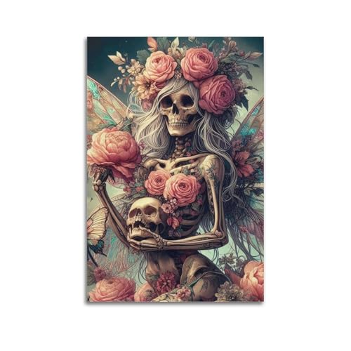 ZlXXYZ Wandposter auf Leinwand, Motiv: moderne Familie, dunkles Poster, Blume, überzogener Totenkopf, Fee, geheimnisvoll und wunderschön, dekoratives Gemälde, 60 x 90 cm, ungerahmter Stil ZlXXYZ Wandposter auf Leinwand, Motiv: moderne Familie, dunkles Poster, Blume, überzogener Totenkopf, Fee, geheimnisvoll und wunderschön, dekoratives Gemälde, 60 x 90 cm, ungerahmter Stil von ZlXXYZ