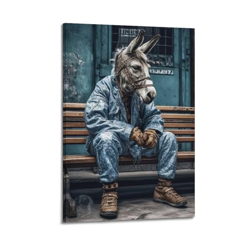 ZlXXYZ Wandposter auf Leinwand, Motiv: moderne Familienkunst, Tierposter, Straßen-Esel, Schatten, Arbeitskleidung, Ausruhen, Marktgeschichten, Dekorgemälde, 50 x 75 cm, Rahmenstil ZlXXYZ Wandposter auf Leinwand, Motiv: moderne Familienkunst, Tierposter, Straßen-Esel, Schatten, Arbeitskleidung, Ausruhen, Marktgeschichten, Dekorgemälde, 50 x 75 cm, Rahmenstil von ZlXXYZ