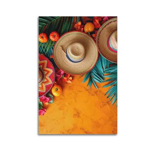 ZlXXYZ Wandposter auf Leinwand, Motiv: moderne Familienkunst, mexikanische Hüte mit tropischen Elementen, festliches Flair, Dekoration, Kunst, 40 x 60 cm, ungerahmt ZlXXYZ Wandposter auf Leinwand, Motiv: moderne Familienkunst, mexikanische Hüte mit tropischen Elementen, festliches Flair, Dekoration, Kunst, 40 x 60 cm, ungerahmt von ZlXXYZ