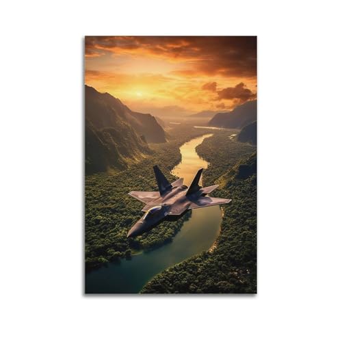 ZlXXYZ Wandposter auf Leinwand, modernes Familien-Kunst, militärisches Poster, Kampfjet, fliegt über Berge und Flüsse, Sonnenuntergang, Farbstoffe, Pracht, dekoratives Gemälde, 30 x 45 cm, ungerahmter ZlXXYZ Wandposter auf Leinwand, modernes Familien-Kunst, militärisches Poster, Kampfjet, fliegt über Berge und Flüsse, Sonnenuntergang, Farbstoffe, Pracht, dekoratives Gemälde, 30 x 45 cm, ungerahmter von ZlXXYZ
