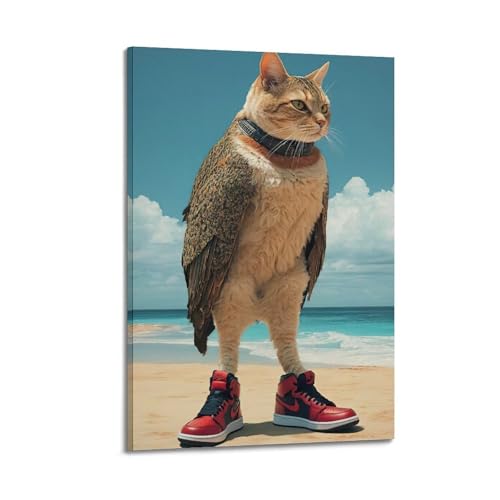 ZlXXYZ Wandposter auf Leinwand, modernes Familien-Kunst-Poster, Motiv: Katze mit Flügeln und Turnschuhen, skurriles Kunstgemälde, 20 x 30 cm, Rahmenstil ZlXXYZ Wandposter auf Leinwand, modernes Familien-Kunst-Poster, Motiv: Katze mit Flügeln und Turnschuhen, skurriles Kunstgemälde, 20 x 30 cm, Rahmenstil von ZlXXYZ