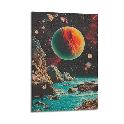 ZlXXYZ Wandposter auf Leinwand, modernes Familienbild, Fi-Poster, Planeten über dem Alienmeer, fantastische Raumdekoration, Kunst, 30 x 45 cm, Rahmenstil ZlXXYZ Wandposter auf Leinwand, modernes Familienbild, Fi-Poster, Planeten über dem Alienmeer, fantastische Raumdekoration, Kunst, 30 x 45 cm, Rahmenstil von ZlXXYZ