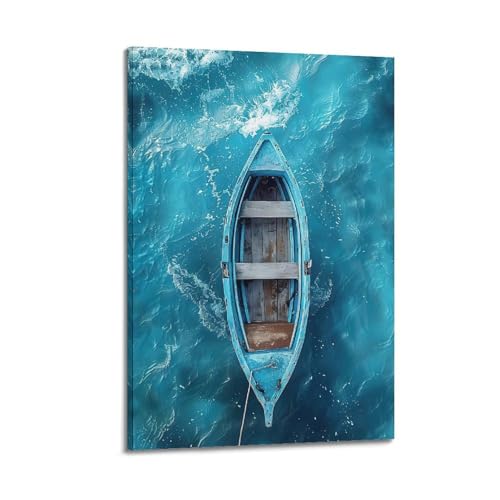 ZlXXYZ Wandposter auf Leinwand, modernes Familienbild, blaues Boot auf geriffeltem Wasser, ruhige Reise, Dekoration, Kunst, 20 x 30 cm, Rahmenstil ZlXXYZ Wandposter auf Leinwand, modernes Familienbild, blaues Boot auf geriffeltem Wasser, ruhige Reise, Dekoration, Kunst, 20 x 30 cm, Rahmenstil von ZlXXYZ