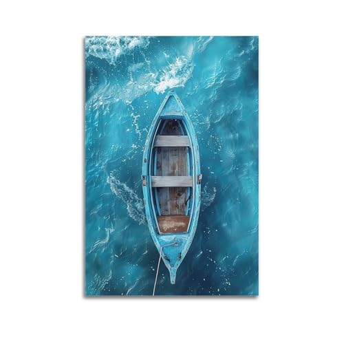 ZlXXYZ Wandposter auf Leinwand, modernes Familienbild, blaues Boot auf geriffeltem Wasser, ruhige Reise, Dekoration, Kunst, 50 x 75 cm, ungerahmter Stil ZlXXYZ Wandposter auf Leinwand, modernes Familienbild, blaues Boot auf geriffeltem Wasser, ruhige Reise, Dekoration, Kunst, 50 x 75 cm, ungerahmter Stil von ZlXXYZ