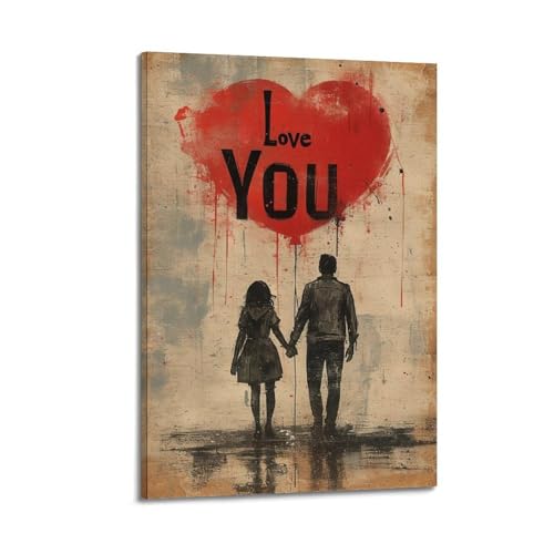 ZlXXYZ Wandposter auf Leinwand, modernes Familienbild, romantisches Poster, Liebespaar, mit Herzballon, süße Kunstmalerei, 40 x 60 cm, Rahmenstil ZlXXYZ Wandposter auf Leinwand, modernes Familienbild, romantisches Poster, Liebespaar, mit Herzballon, süße Kunstmalerei, 40 x 60 cm, Rahmenstil von ZlXXYZ