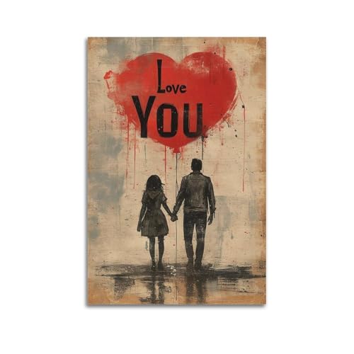 ZlXXYZ Wandposter auf Leinwand, modernes Familienbild, romantisches Poster, Liebespaar, mit Herzballon, süße Kunstmalerei, 60 x 90 cm, ungerahmter Stil ZlXXYZ Wandposter auf Leinwand, modernes Familienbild, romantisches Poster, Liebespaar, mit Herzballon, süße Kunstmalerei, 60 x 90 cm, ungerahmter Stil von ZlXXYZ
